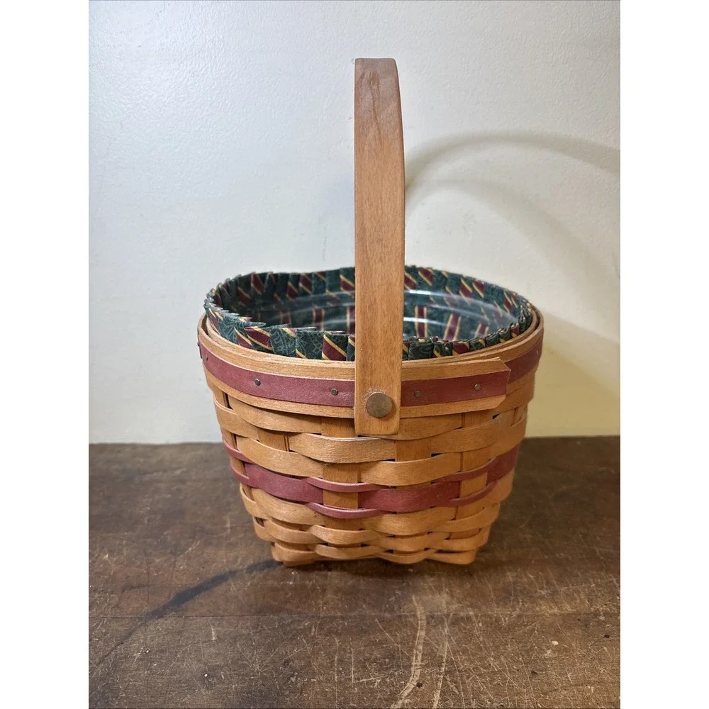 Longaberger 1994 Jingle Bell Basket Holly Liner Protector Christmas Collection